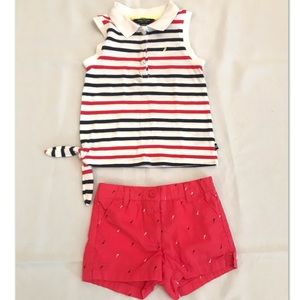 Nautica NWOT Striped Polo and Shorts, Girls 5